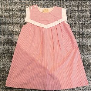 The Beaufort Bonnet Company Pink and White Seersucker Girls Dress